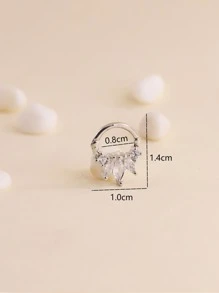 1入組方晶鋯石裝飾圓耳環 - 銀色 - 查看 3