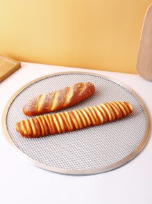 1pc 16 Inch Stainless Steel Pizza Pan, Round Pizza Tray For Kitchen Baking - Silver - View 1