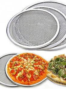 1pc 16 Inch Stainless Steel Pizza Pan, Round Pizza Tray For Kitchen Baking - Silver - View 2
