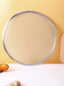 1pc 16 Inch Stainless Steel Pizza Pan, Round Pizza Tray For Kitchen Baking - Silver - View 4