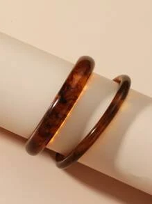 2pcs/set Tortoiseshell Bangle - Brown - View 2