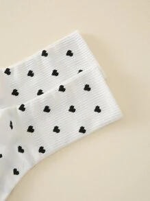 Heart Pattern Crew Socks, Fall Socks - Black and White - View 4