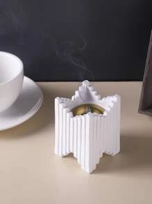 1個樹脂幾何設計香爐燭臺,適用於家庭裝飾使用 - 白色 - 查看 2