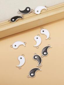 10pcs Yin & Yang DIY Pendant - Black and White - View 1