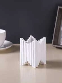 1個樹脂幾何設計香爐燭臺,適用於家庭裝飾使用 - 白色 - 查看 3