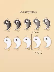 10pcs Yin & Yang DIY Pendant - Black and White - View 3