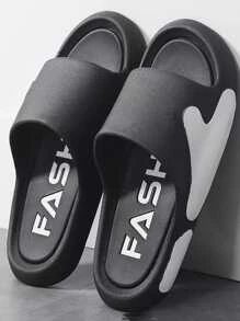 Men Single Band Slides EVA Open Toe Slides Black - Black - View 2