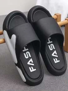 Men Single Band Slides EVA Open Toe Slides Black - Black - View 4