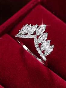 方晶鋯石王冠設計戒指 - 銀色 - 查看 1