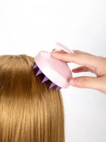 洗髮水按摩刷浴梳，1入組頭皮護理髮刷，帶長而靈活的矽膠梳齒，去屑髮刷/髮梳適合所有髮質，男士女士 - 彩色 - 查看 2