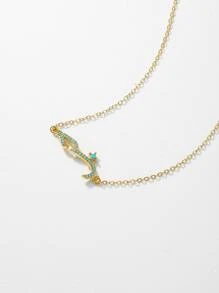 水鑽字母裝飾項鍊 - 金黃色 - 查看 4