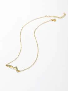 水鑽字母裝飾項鍊 - 金黃色 - 查看 5