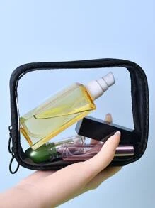 1pc Black Transparent Waterproof Portable Travel Storage Makeup Bag For Women Girls Storage Makeup Organizer Makeup Case,Gifts For Women,Christmas Gifts,Gift Ideas For Women,Pouch,Makeup Pouch,Travel Essential - Black - View 4