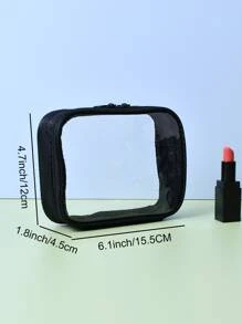 1pc Black Transparent Waterproof Portable Travel Storage Makeup Bag For Women Girls Storage Makeup Organizer Makeup Case,Gifts For Women,Christmas Gifts,Gift Ideas For Women,Pouch,Makeup Pouch,Travel Essential - Black - View 5