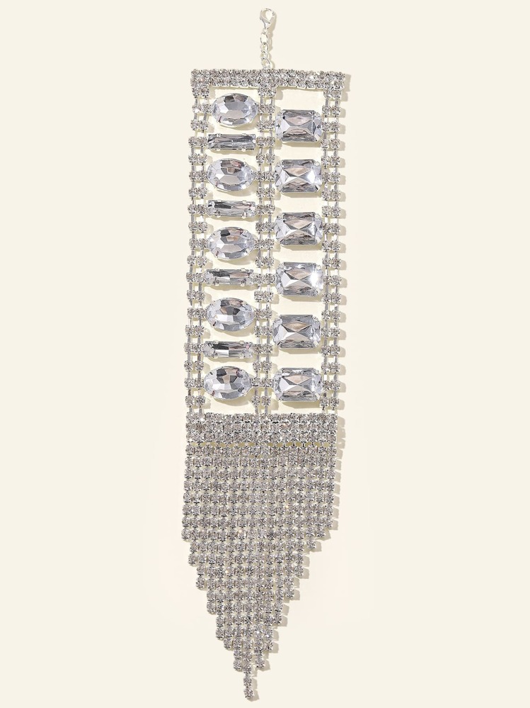 Pulsera con diamante de imitación con diseño de fleco - Plateado - Añade 4