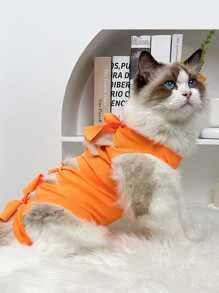 1pc Bow Decor Pet Recovery Suit - Orange - View 8