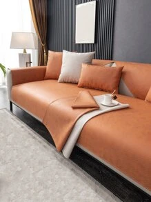 1pc Solid Color Liquid Spill Proof Sofa Protector, Minimalist Solid Color Pet Friendly, Anti-Scratch, Anti-Dirt, Anti-Slip, Suitable For All Seasons, Holiday Sofa Cover Decoration - Orange - View 5