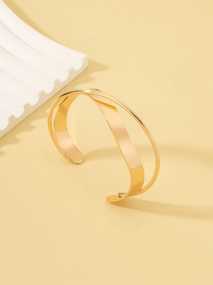 Pulsera abierta con tira cruzada - Amarillo Oro - Añade 4