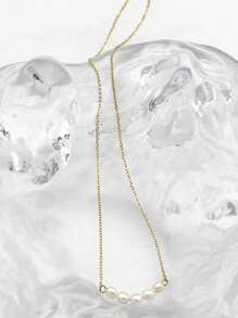 人造珍珠墜飾項鍊 - 彩色 - 查看 1