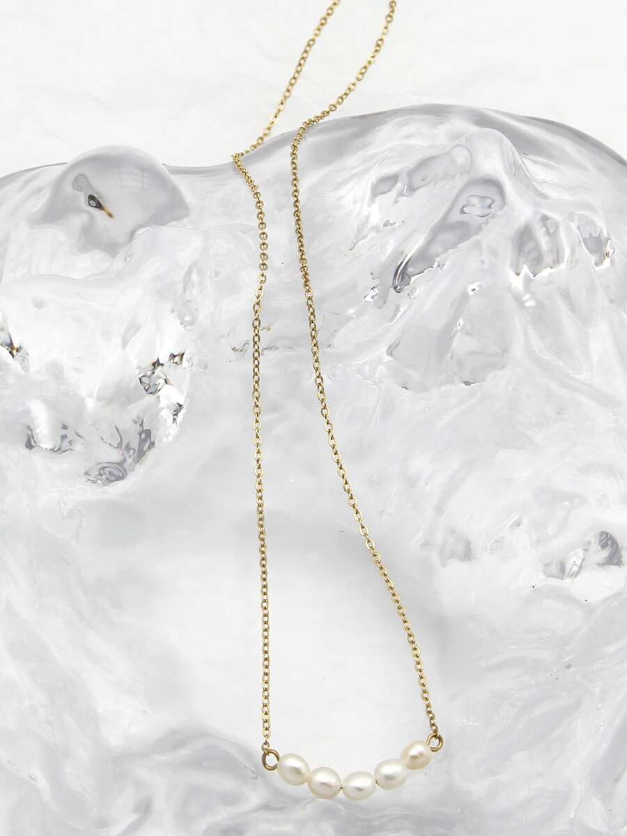 人造珍珠墜飾項鍊 - 彩色 - 查看 1