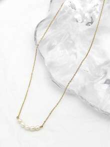 人造珍珠墜飾項鍊 - 彩色 - 查看 2