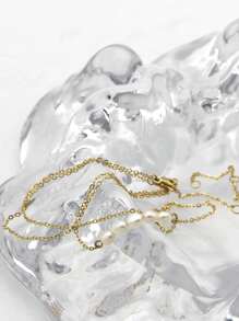 人造珍珠墜飾項鍊 - 彩色 - 查看 4