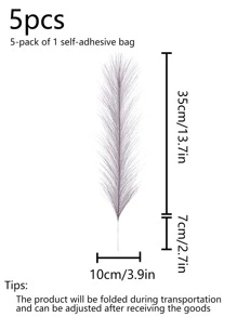 5/10入組人造蓬鬆假草蘆葦，波西米亞風格的裝飾小灌木，適合放置花瓶裝飾農家風格的家居和婚禮場合 - 淡紫色 - 查看 3