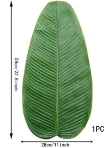 1入組人造熱帶印花簡約塑膠人造葉子適用於室內和室外 - 綠色 - 查看 3