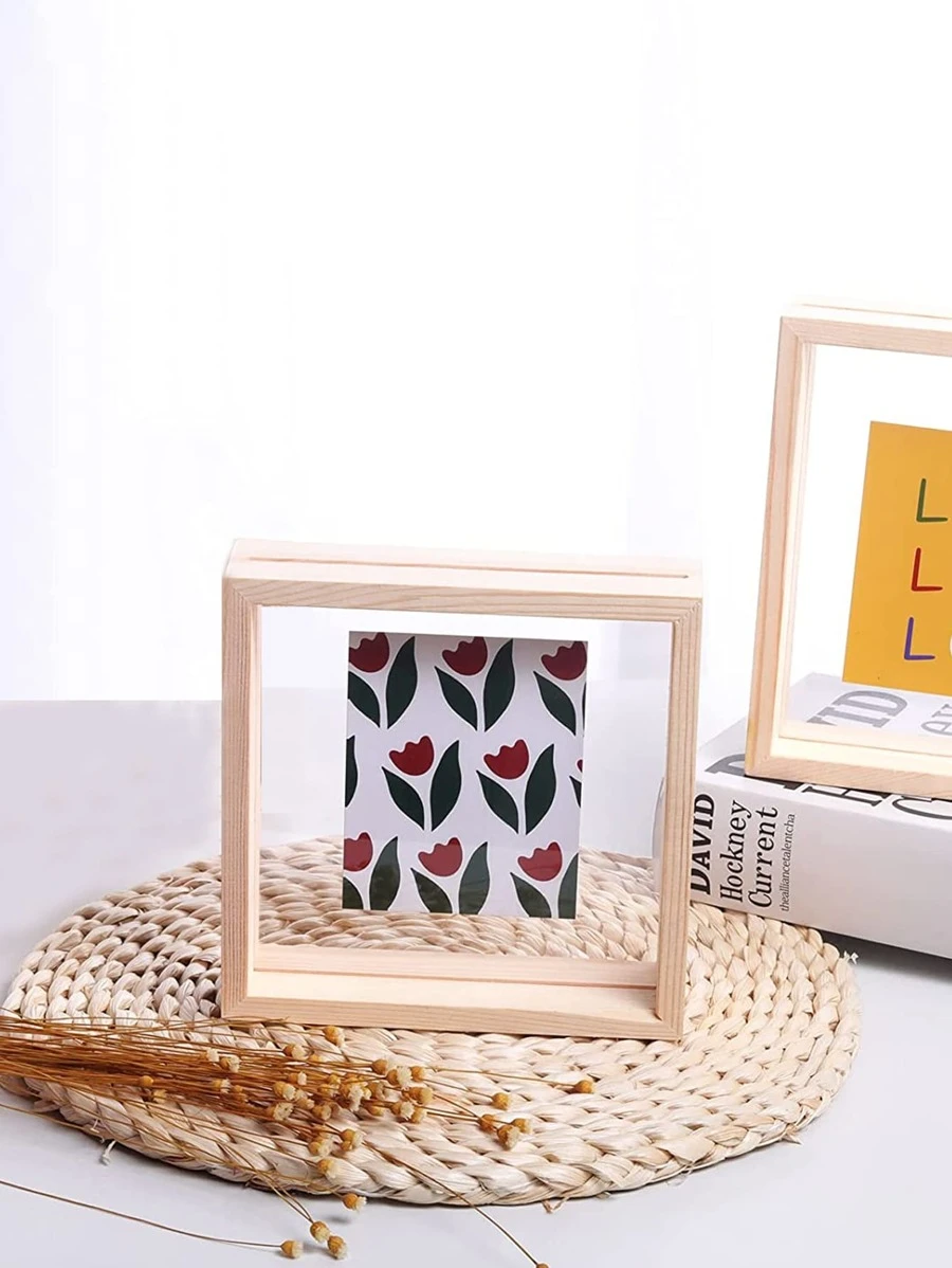 1入組木頭照片極簡素色相框