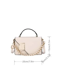 Nhẹ, di động thông thường, Túi xách hình vuông trang trí bằng kim loại thời trang, Ví có dây chuyền nhỏ, Túi đeo chéo bằng da nhân tạo dành cho nữ (7,9 X 5,1 X 3,1) Inch dành cho nữ, phụ nữ, sinh viên đại học, tân binh & công nhân cổ trắng cho mùa thu, mùa đông cần thiết, dành cho Công việc, văn phòng, đi làm, cho mùa thu đông, ngoài trời - trắng - Xem 6