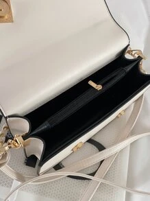 Nhẹ, di động thông thường, Túi xách hình vuông trang trí bằng kim loại thời trang, Ví có dây chuyền nhỏ, Túi đeo chéo bằng da nhân tạo dành cho nữ (7,9 X 5,1 X 3,1) Inch dành cho nữ, phụ nữ, sinh viên đại học, tân binh & công nhân cổ trắng cho mùa thu, mùa đông cần thiết, dành cho Công việc, văn phòng, đi làm, cho mùa thu đông, ngoài trời - trắng - Xem 5