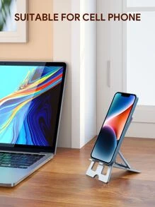JMMO 手机支架铝制，4 级硅胶防滑可调节折叠手机支架，适用于办公桌旅行、办公桌配件 - 銀色 - 查看 2