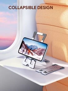 JMMO 手机支架铝制，4 级硅胶防滑可调节折叠手机支架，适用于办公桌旅行、办公桌配件 - 銀色 - 查看 3