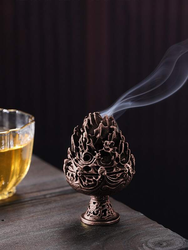 1pc Iron Alloy Incense Burner, Vintage Design Incense Burner For Home
