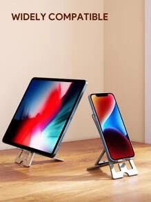 JMMO 手机支架铝制，4 级硅胶防滑可调节折叠手机支架，适用于办公桌旅行、办公桌配件 - 銀色 - 查看 6