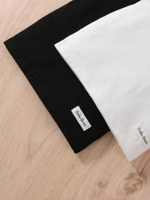 嬰兒2入組字母補丁細節缺口領T恤 - 黑與白 - 查看 5