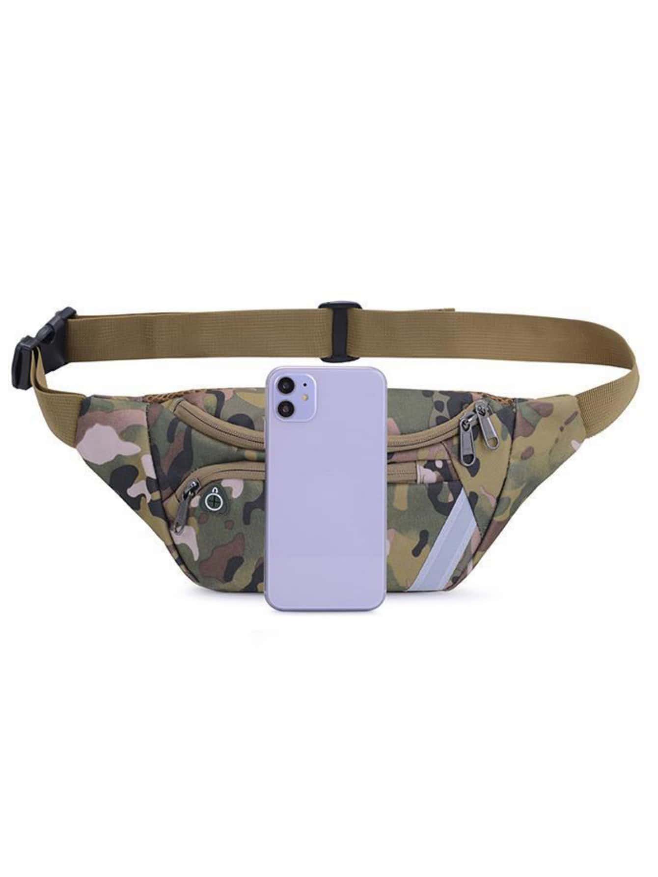 Men Camo Print Waist Bag Chest Bag - Multicolor - View 4