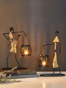 1 Đế Nến Bằng Sắt, Hình Sáng Tạo & Thiết Kế Đèn Lồng Chân Nến Cho Gia Đình - Nhiều màu - Xem 8