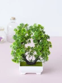 1入組人造盆栽簡約塑膠人造迷你植物小鍋適用於室內和室外 - 綠色 - 查看 1