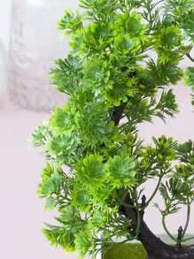 1入組人造盆栽簡約塑膠人造迷你植物小鍋適用於室內和室外 - 綠色 - 查看 2