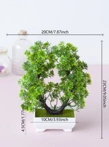 1入組人造盆栽簡約塑膠人造迷你植物小鍋適用於室內和室外 - 綠色 - 查看 4