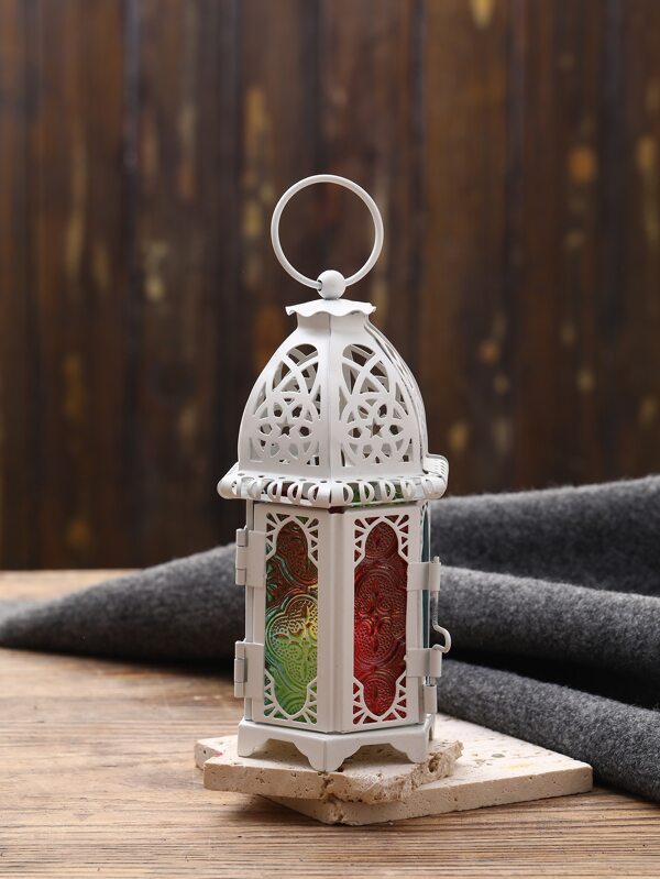 1pc Iron Candle Holder, Vintage Lantern Design Candle Stand For Home