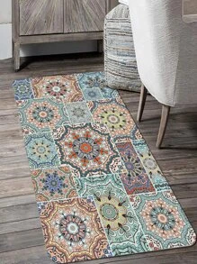 1 Tấm Thảm Hoa Văn Mandala, Thảm Trải Sàn Chống Trơn Trượt Boho Polyester Cho Gia Đình - Nhiều màu - Xem 1