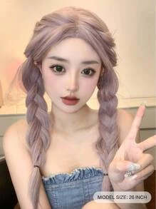 Long Straight Synthetic Wig - Mauve Purple - View 2