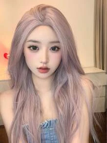 Long Straight Synthetic Wig - Mauve Purple - View 8