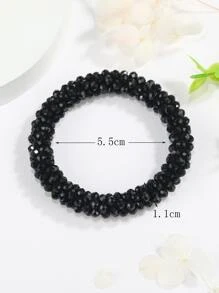 1 chiếc vòng tay pha lê Bohemian đàn hồi thủ công, thích hợp để đeo hàng ngày, quà tặng thời trang cho phụ nữ - màu đen - Xem 4