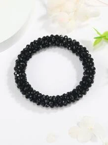 1 chiếc vòng tay pha lê Bohemian đàn hồi thủ công, thích hợp để đeo hàng ngày, quà tặng thời trang cho phụ nữ - màu đen - Xem 5