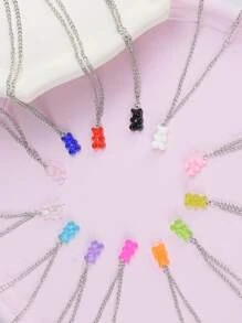 13pcs/set Cartoon Bear Charm Necklace - Multicolor - View 1