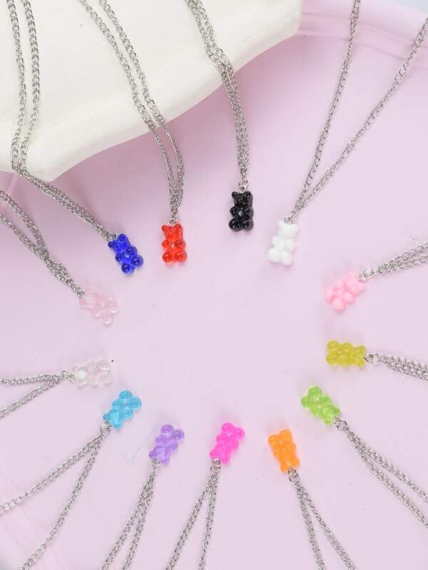13pcs/set Cartoon Bear Charm Necklace