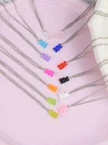 13pcs/set Cartoon Bear Charm Necklace - Multicolor - View 6